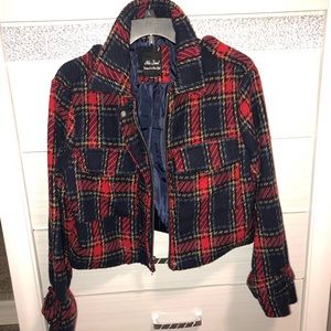 Plaid cropped winter jacket